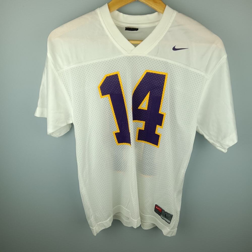 Nike Boy's White and Purple Number 14 Jersey
